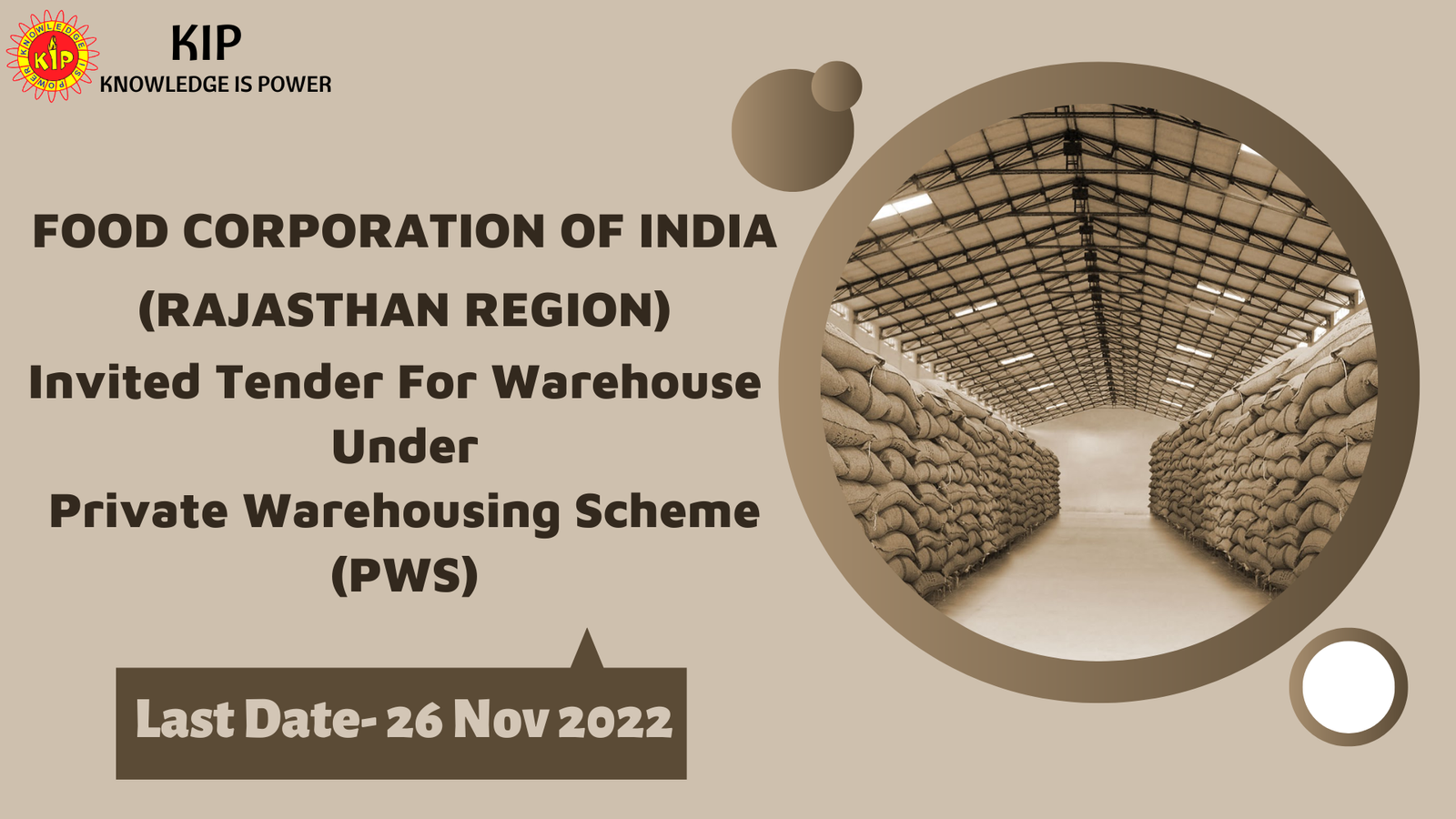 Warehouse Tender For Rajasthan - KIP Financial Consultancy Pvt Ltd