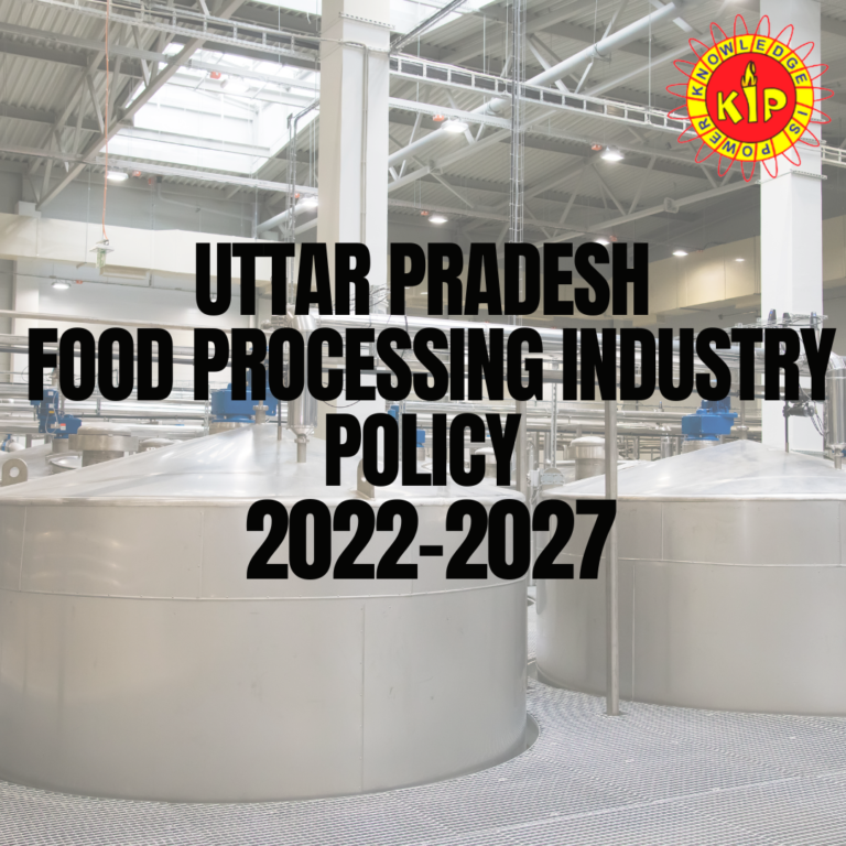 UTTAR PRADESH FOOD PROCESSING INDUSTRY POLICY 2022-2027