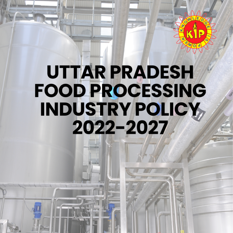 UTTAR PRADESH FOOD PROCESSING INDUSTRY POLICY 2022-2027